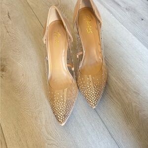 Thalia Sodi Tan Studded Heels